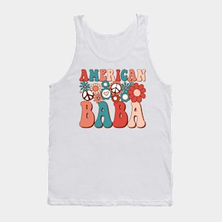 Retro Groovy American Baba Matching Family 4th of July Tank Top